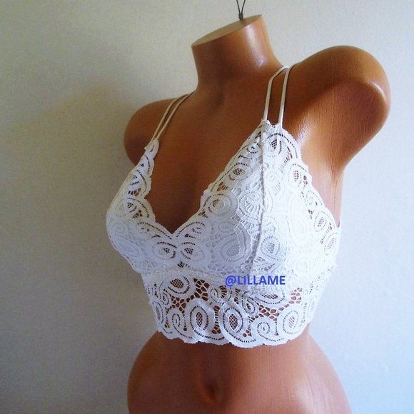 PINK Victoria's Secret Other - PINK Victoria Secret Lace Lightly Padded Push Up Bralette Bra Wireless Strappy